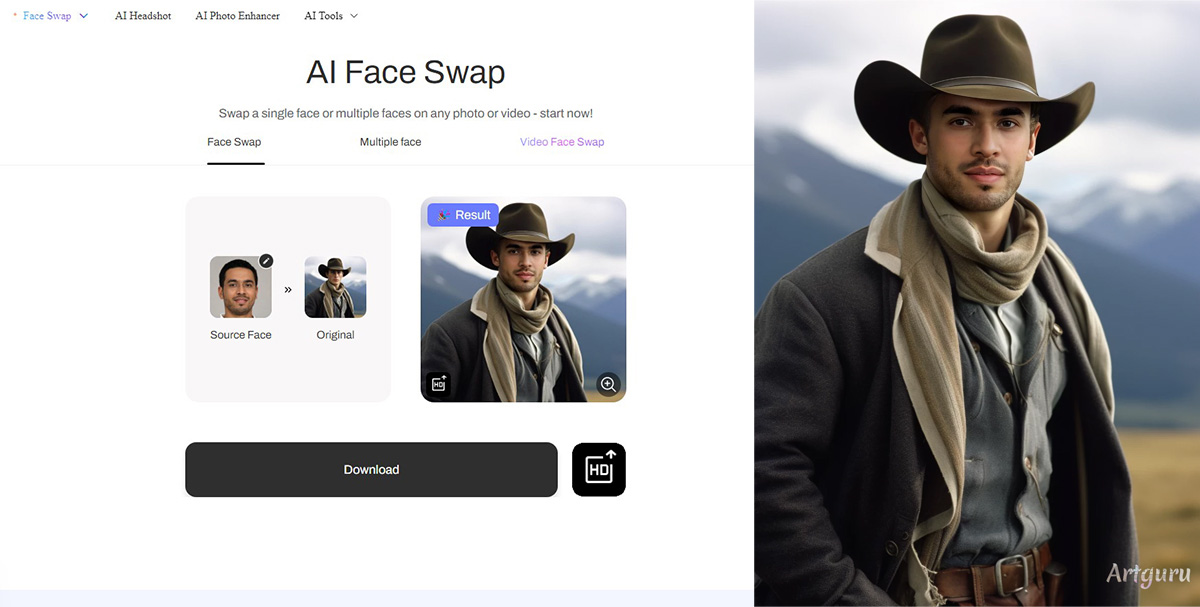 Artguru Face Swap Testing Result