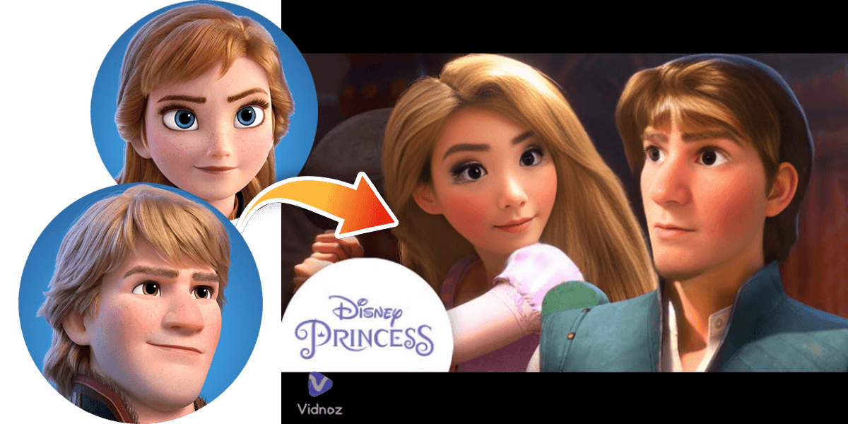 Anna and Kristoff face-swapped with Rapunzel and Flynn
